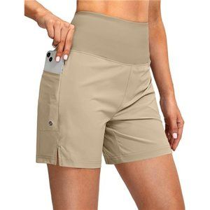 Women's 5" High Waisted Swim Board Shorts with Phone Pockets UPF 50+